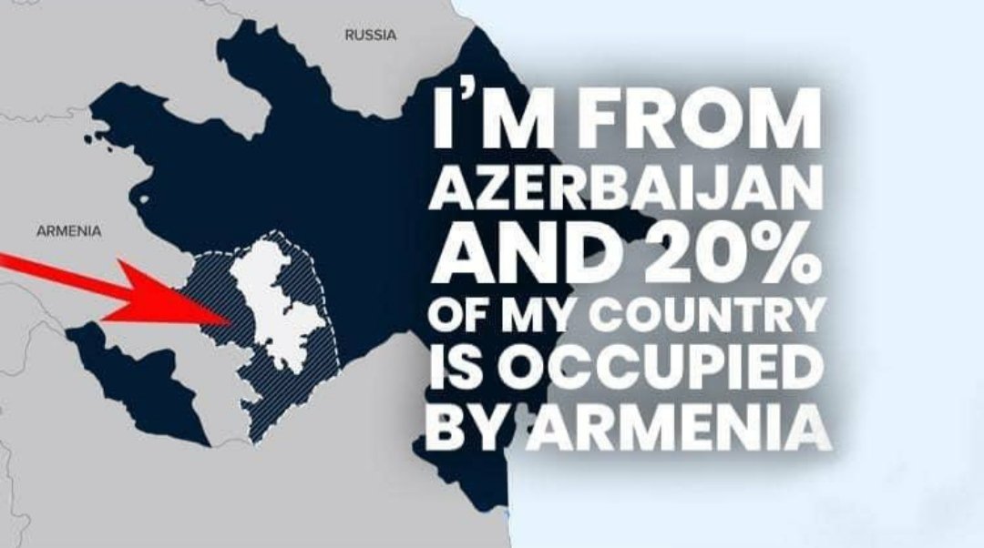 ali_gahraman's tweet photo. I am from #Azerbaijan🇦🇿 and 20% of my country is occupied by #Armenia.

#ArmenianTerrorism #ArmenianOccupation
 #ArmenianSeparatism #ArmenianVandalism
#EndAggression #RespectUNSCresolutions
#LeaveAzerbaijaniTerritories #KarabakhisAzerbaijan #ArmenianAggression https://t.co/KWvZa8gUYB