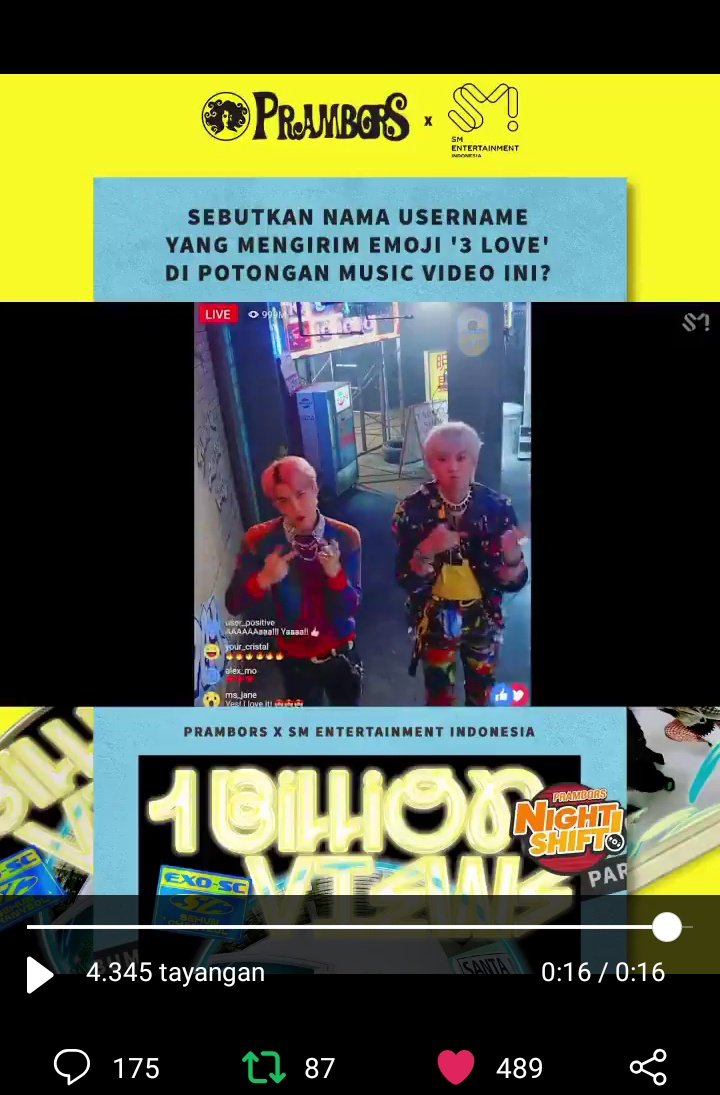 realjwwadel27's tweet photo. @Prambors @SMTOWN_Idn Bismillah.
Username yang mengirimkan "emoji 3 love โค๏ธโค๏ธโค๏ธ" pada potongan video musik adalah alex_mo.
Wish me luck๐
#NIGHTSHIFTGIVEAWAY
#EXOSConPrambors https://t.co/dCxkyeM8oG