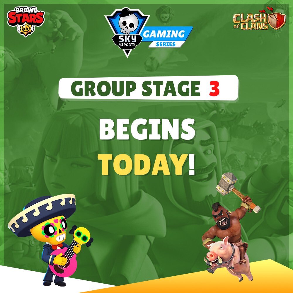 skyesportsintl's tweet photo. Group stage 3 starts of today for Brawlstars and Clash of clans today in #SkyesportsGamingSeries! Let the battle kick-off!

Quarterfinals: 23,24 July 
Semifinal’s : 25th July
Finals : 26th July 

#ClashofClans #brawlstars #Skyesports #Esports @BrawlStarsIN @ClashofClans https://t.co/xlS4HpOwkJ