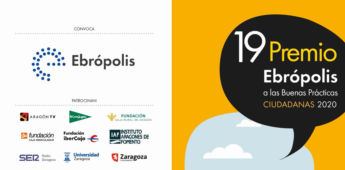 ebropolis's tweet photo. 📍Atención📍

 📢Buscamos #buenasprácticas en Zaragoza y localidades de su entorno📍

➡️Convocado el 19 #PremioEbrópolis

🗓️Plazo: Hasta el próximo 23 de octubre  

🏅Recompensa: 6.000 euros  

💻Toda la info en: https://t.co/fYsGgAWZgV https://t.co/0DflO6gTvO