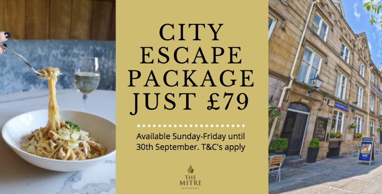 MitreManchester's tweet photo. Check out our #CityEscape package which includes an overnight stay, a main meal for two &amp; a bottle of prosecco all for just £79!

Offer only available when you book direct so email reservations@mitrehotel.co.uk to book.

#manchester #HotelDeals #hotelmanchester #hoteloffer https://t.co/vEJpAjEKS8
