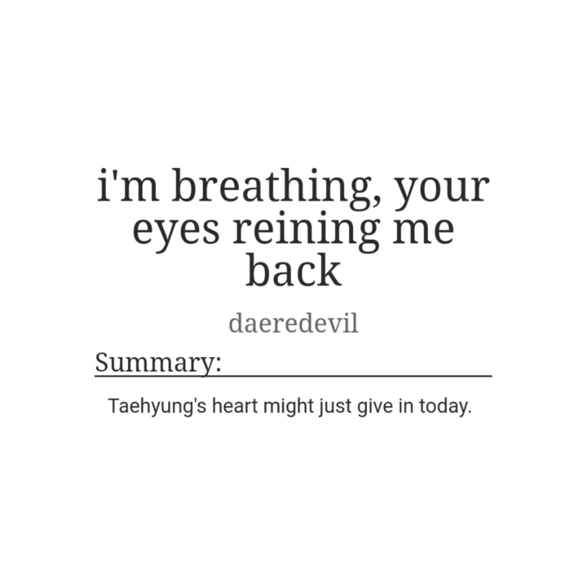 i'm breathing, your eyes reining me back
   — taekook
   — paramedic jeongguk
   — general audiences, 2k
   — fluff, attempt at humor, gay panicking
archiveofourown.org/works/25416106