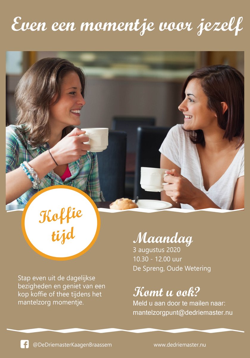 Stap uit de dagelijkse bezigheden en geniet van een kop koffie/thee tijdens ons mantelzorg momentje.☕️😉 Meld je aan!
#mantelzorg #ontspannen