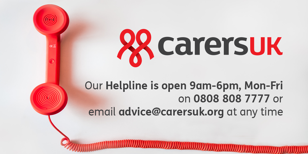 CarersUK's tweet photo. Caring for someone and need information or support? Call our Helpline on 0808 808 7777 from Monday to Friday, 9am – 6pm or email advice@carersuk.org at any time. https://t.co/7AbqEczd6P