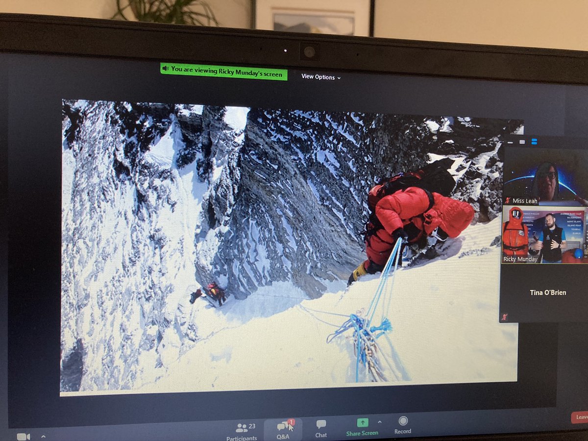 LoseleyFields's tweet photo. A few more photos from our wonderful Zoom talk with Mountaineer @rickymunday about his ascent of Everest; linking to YR5's topic on Geology. He was very inspiring & our pupils now wants to climb Everest!
#RickyMunday #LoseleyLearning #Everest #KS2Geography #Farncombe #Godalming https://t.co/xx9M6UEbux