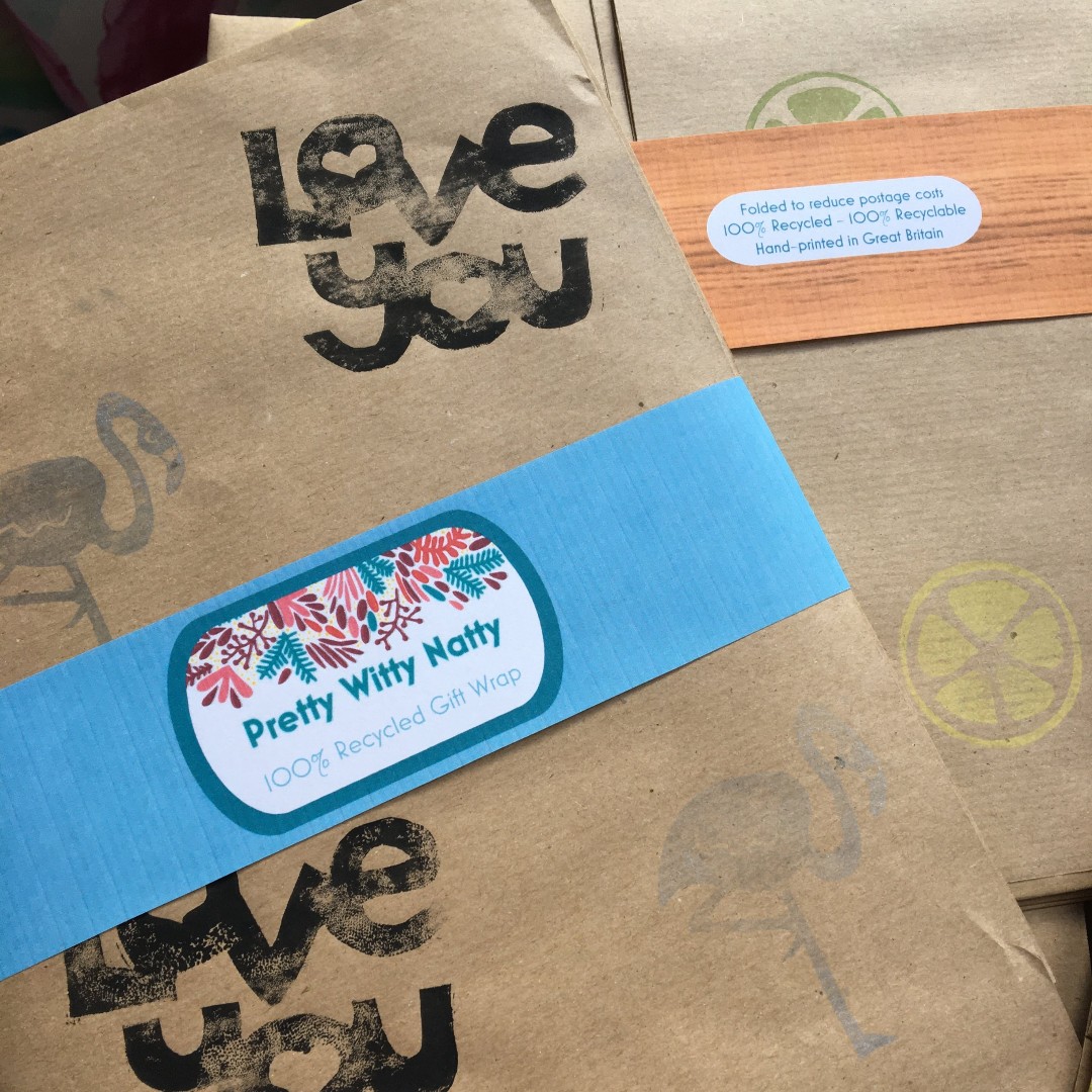 PrettyWittyNatt's tweet photo. My eco giftwrap fills a gap in the market for recyclable wrapping paper. We heard during Xmas'18 that wrapping paper typically contains plastic or foil that makes it almost impossible to recycle! This recycled hand-stamped paper is the answer. #EcoGiftWrap https://t.co/0gaOh9wjpR https://t.co/O8gqJg7a4V