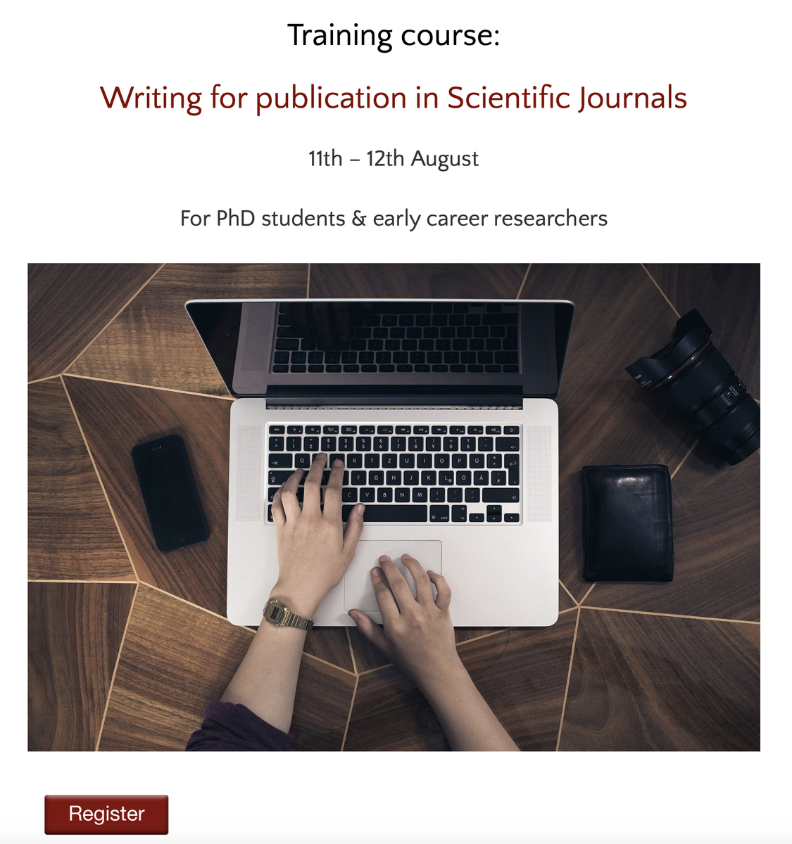 Electv_'s tweet photo. Course: Writing for Publication in Scientific Journals 
11th-12th August

Book your place: https://t.co/U2SYNO7MzC 

Planning to write an article this summer? Then our short course might be for you! #AcWri #PhDchat #ECRchat #science #writing https://t.co/202sxdvHFU