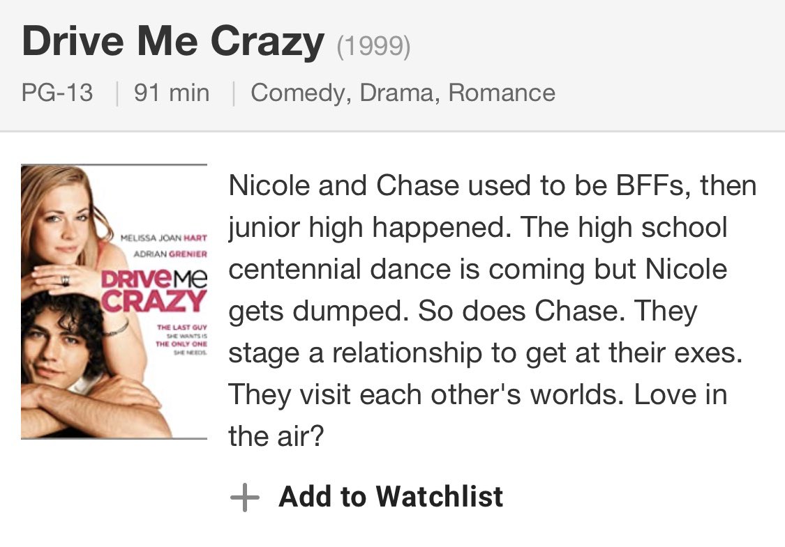 - two weeks notice (2002) - jawbreaker (1999) - drive me crazy (1999) - crazy stupid love (2011) 