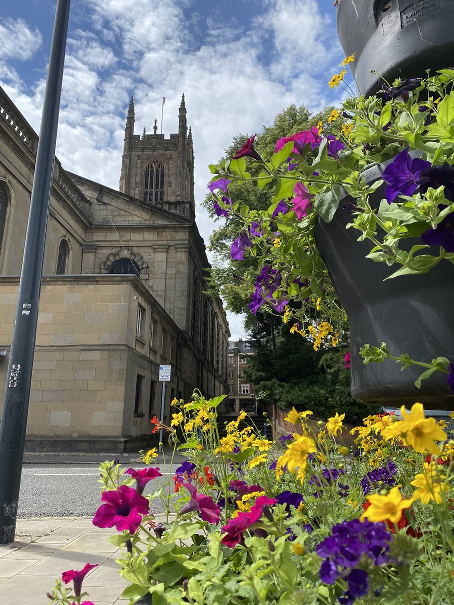 DerbyCQ's tweet image. The Cathedral Quarter BID have once again funded a number of floral displays in the area this summer. An increased number of planters have been installed around the area adding a colourful flourish to the streets.