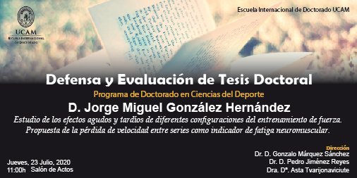🎓 Escuela Internacional de Doctorado UCAM 🎓
#DefensaTesis <a href="/UCAM/">UCAM Universidad</a> | D. Jorge Miguel González Hernández | 23 Julio | 11h Salón de Actos | #CCDeporte #EscuelaDoctorado   

pst.cr/CAKDY