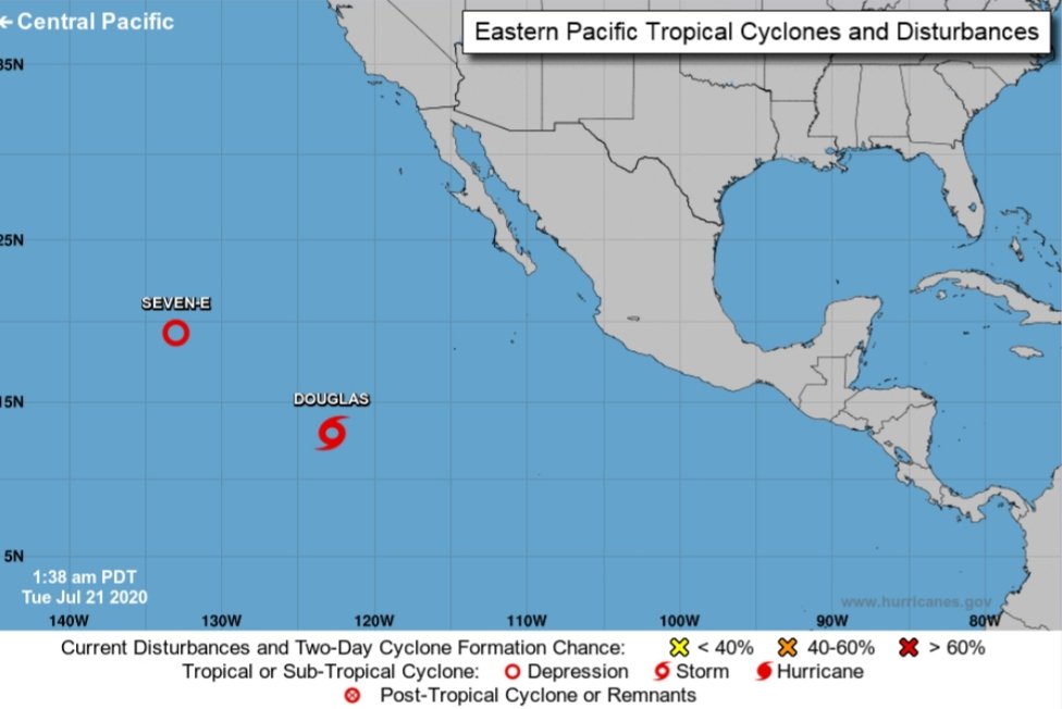 breland_joseph's tweet photo. #NATIONAL_HURRICANE_CENTER 
#MIAMI_FLORIDA 
TUE.21JUL2020
#PACIFIC 
#1=#CURRENT_DISTURBANCES 
#2=#FORECAST_DISCUSSION 

SAY GOOD MORNING TO #HURRICANE_DOUGLAS. https://t.co/ZmfIKzJ69N