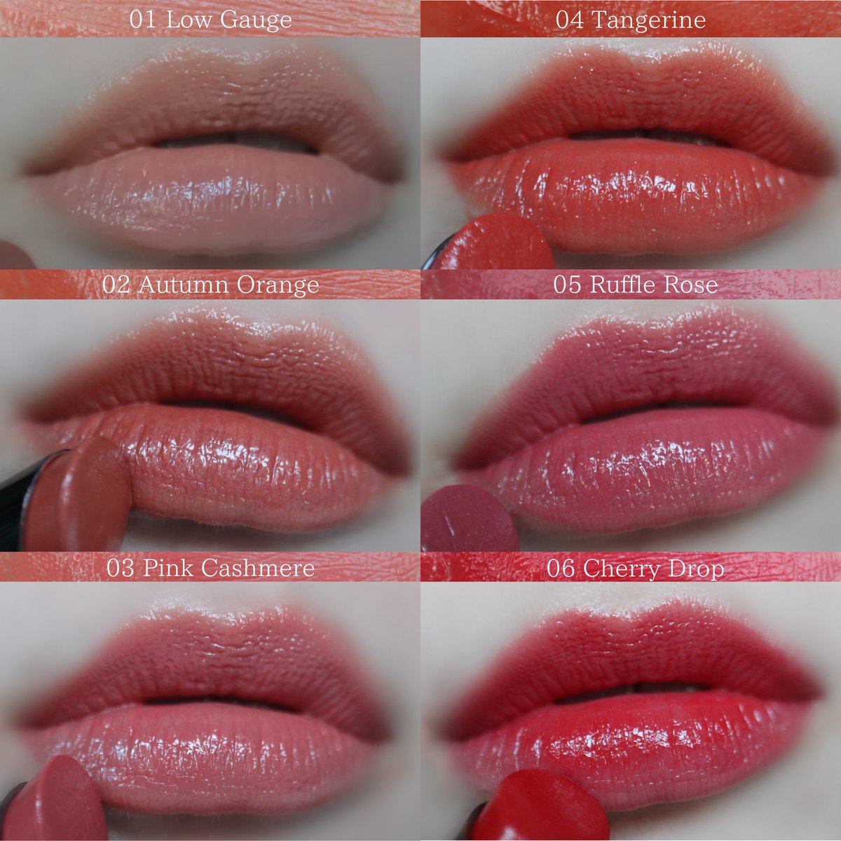 Shabonのちば 8 7発売のルナソル秋コレクション プランプメロウリップスを執念レベルで全種撮影したのでぜひ見て下さい みずみずしく生っぽい熟れたツヤ といいう表現そのままのとろけるじゅわっとした質感 02と05は既存の爆売れカラーで