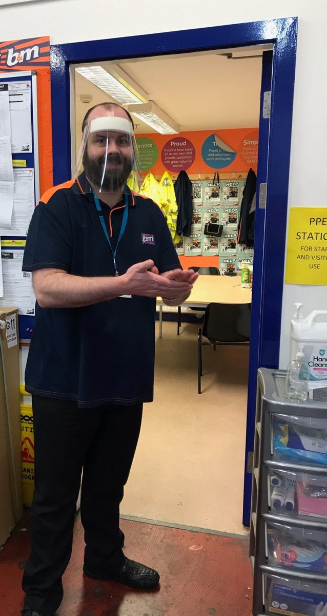 trianglePTE's tweet photo. 'safety first' for Stephen who has returned to work @bmstores Cityside in Belfast' 👍 thanks for being a key worker, Stephen 👏 and welcome back! #clapforourkeyworkers #SupportedEmployment https://t.co/Z56U70oW2c
