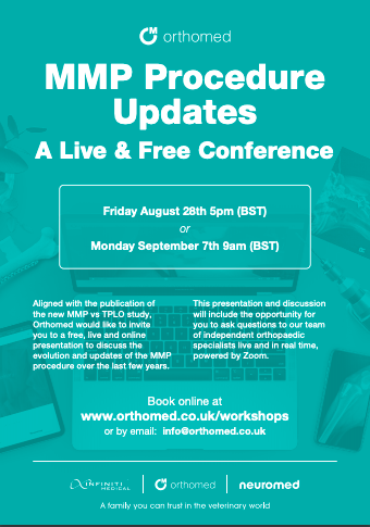 OrthomedHQ's tweet photo. We've got a lot to announce!

A new MMP vs TPLO paper: 
Request your copy at info@orthomed.co.uk  

An MMP online user update conference. Register here:

Friday August 28th: 
https://t.co/Djl8Grwc40 

Monday September 7th
https://t.co/Rvlm7y7IzE 

Exciting times! https://t.co/tYqzRGS02Z
