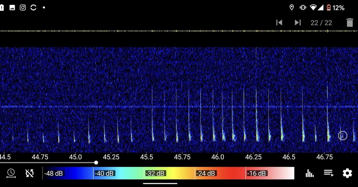 SRewild's tweet photo. First recording of a bat #ultrasonicsound last night. It's a strange process not being able to hear what you're recording. It feels oddly a bit like fishing, but for sound.
#ultrasonics #sonicrewild #rewilding #batsound #fieldrecording #composition #environmentalart #soundart https://t.co/gTiQC7MZmT