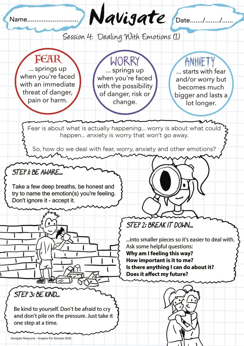 Imagine4schools's tweet photo. FREE RESOURCE - 1 Hour Session empowering pupil to name and deal with emotions using our 3-step model. Part of the post-lockdown 'Navigate Resource'.  Email to receive the free session info@imagineforschools.co.uk https://t.co/BwY2r9eKBs