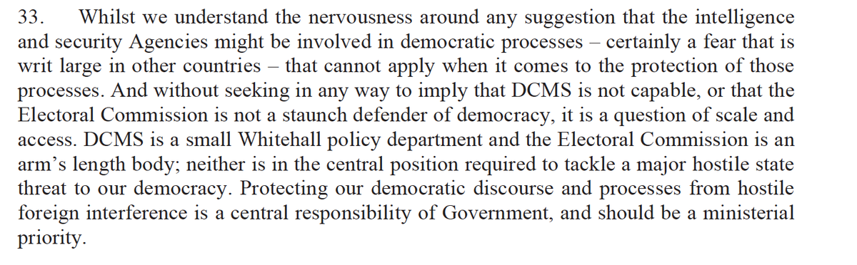 If anything the next paragraph is even more damning.Having just written an entire book on how easy it is to undermine and break the rules of British democracy I'm not at all surprised by this, but it's remarkable to see it so clearly stated in an official report