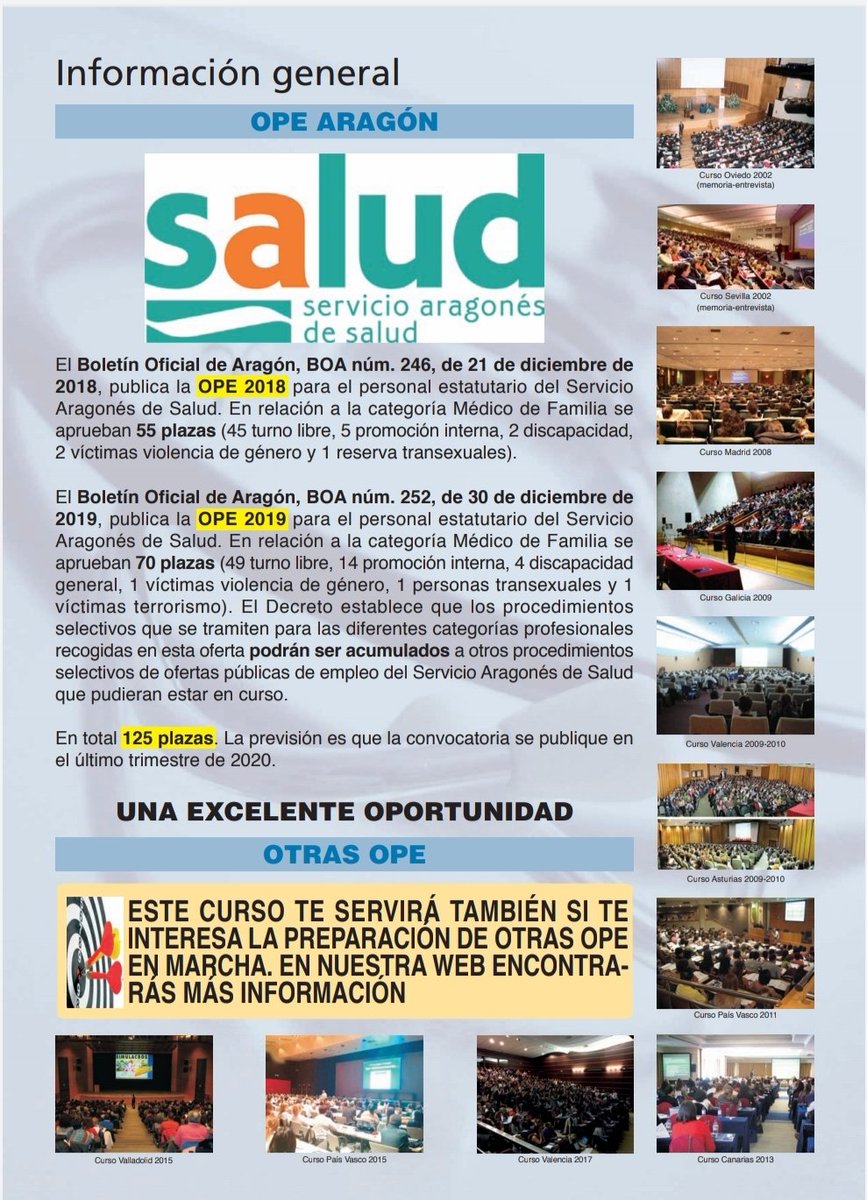 LocuelaDevil's tweet photo. ¡Preparate para la OPE 2020 de #MédicosdeFamilia de #Aragón! Salen 125 plazas. #OPE #Oposición @SamfycAragon https://t.co/DIU6bi5rH1