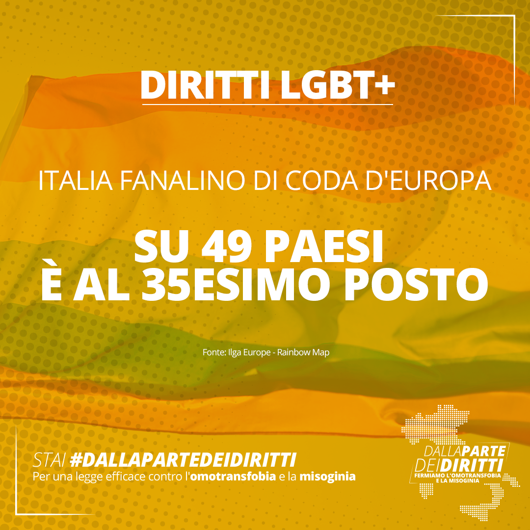 🏳️‍🌈 L'Europa ci chiede di essere civili e di approvare una legge efficace contro le discriminazioni per sesso, genere, orientamento sessuale e identità di genere. #dallapartedeidiritti
👉 Firma  action.allout.org/it/m/c5ccf84/