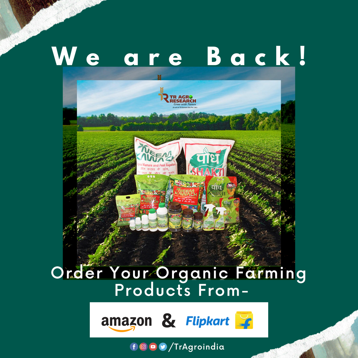 tragroindia's tweet photo. Good News for Everyone!
We are back with our Services, you can order all your Organic Farming Products from your Favourite Online Stores - @amazonIN &amp; @Flipkart
#StayHome and #StaySafe #TuesdayThoughts #Organicfarming #OrganicFood #OrganicProducts #Farming #Agriculture https://t.co/QdYJhaeECW