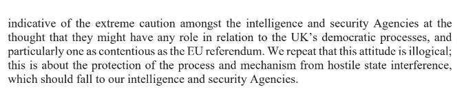 WHOAH!! So much for no smoking gun. The  #RussiaReport is utterly damning about the failure of the intelligence services to protect our democratic processes. 'In response for our written request for evidence, MI5 provided just 6 lines of text'