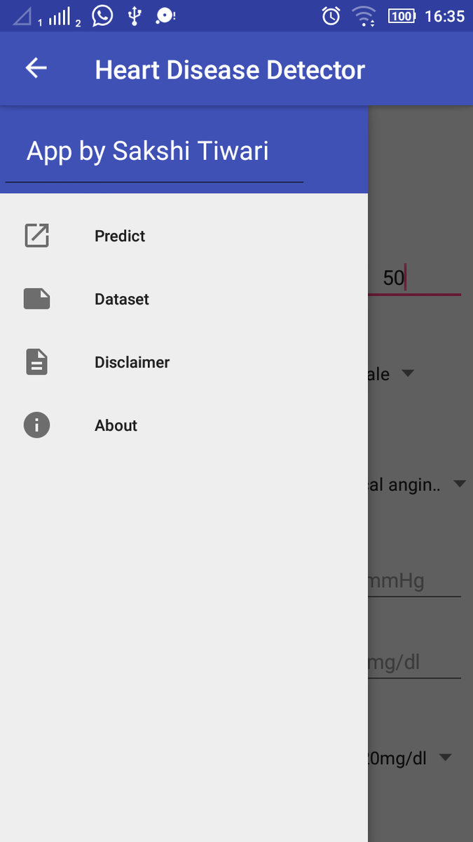 nDroidJava's tweet image. #Android #application detects the presence/absence of heart #disease based on 13 parameters feeded by the user | project on #github > bit.ly/2BnyDNe | #AndroidDev #java #sdk #opensource #healthcareIT #medical #ArtificialIntelligence #NeuralNetwork #AndroidApp