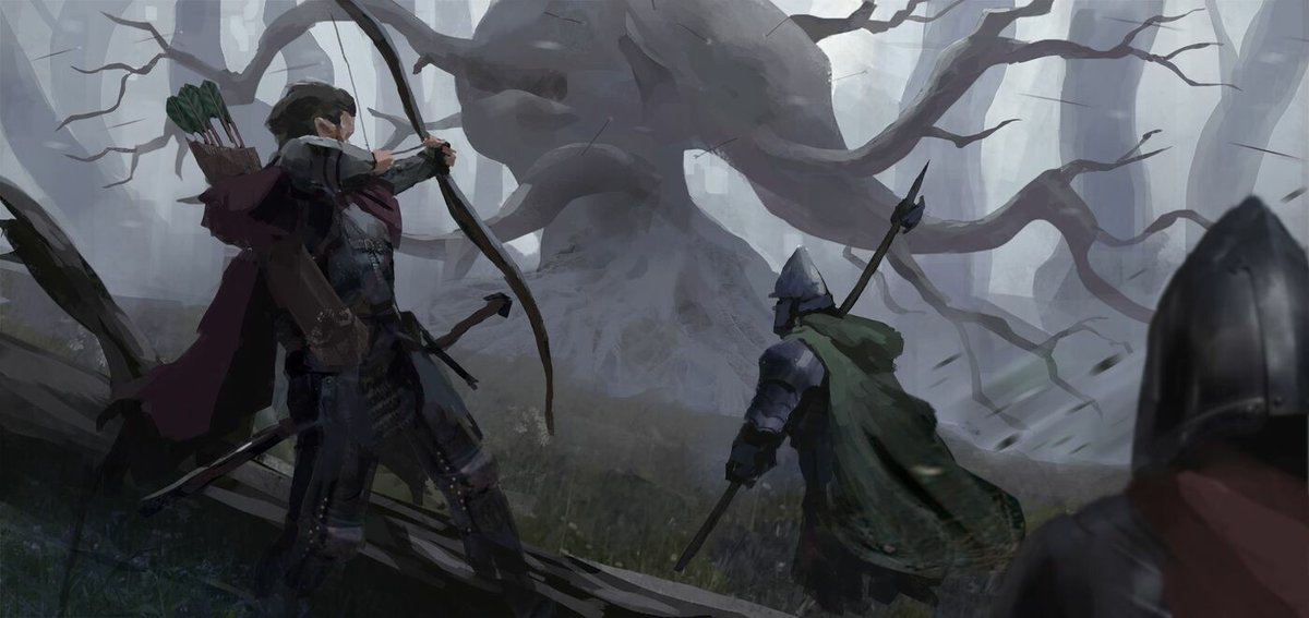 Red_kd87's tweet photo. Arts for personal project about elves trying to survive after pyrric victory against undead horde. Archlich is banished but Forest still haunted with evil spirits and on brink of turning into death realm. Neighbours also looking on weakened elves with greedy eyes. https://t.co/W170wZ6fHh
