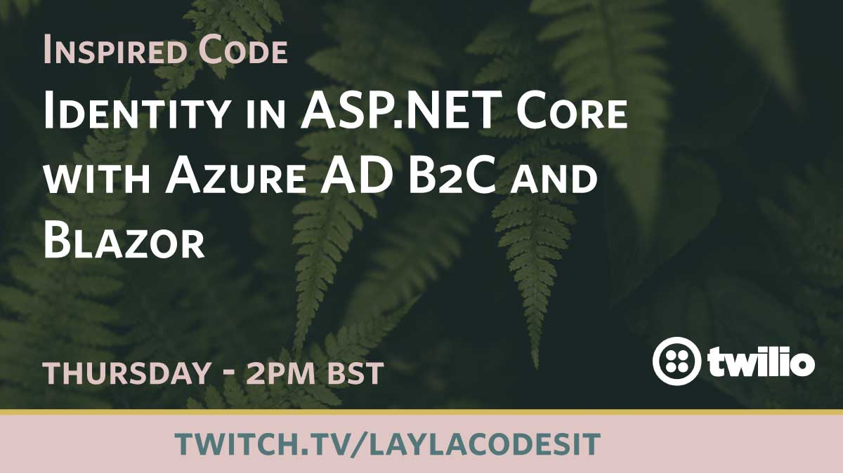 LaylaCodesIt's tweet photo. π©βπ»π©βπ»This Thursday I'll be joined by @ChristosMatskas and @AzureAndChill.
We'll go through the new way to implement ASP .NET Identity using @azure AD B2C.π©βπ»π©βπ»
β‘οΈβ‘οΈWe'll be demoing in Blazor WASM too!β‘οΈβ‘οΈ
Thursday 2pm BST
https://t.co/AUp6BelW9s
@dotnet #webdev #thelivecoders https://t.co/CyZIBQnFQO