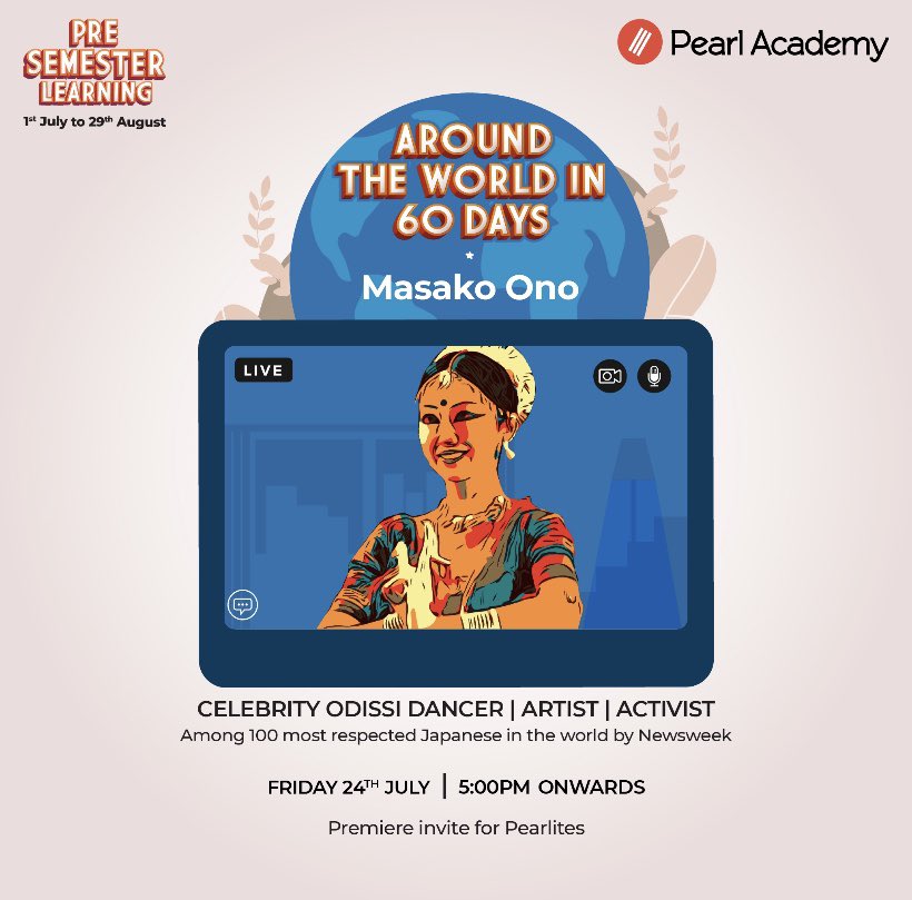PearlAcademyInd's tweet photo. #PresemesterLearning A deep dive into the world of cross-cultural performance arts with one of it's brightest torchbearers - @onomasako!
Stay tuned for live snippets from the session, or better yet, enroll to gain first hand access to the best of the creative industry. https://t.co/iviIZc0DxI