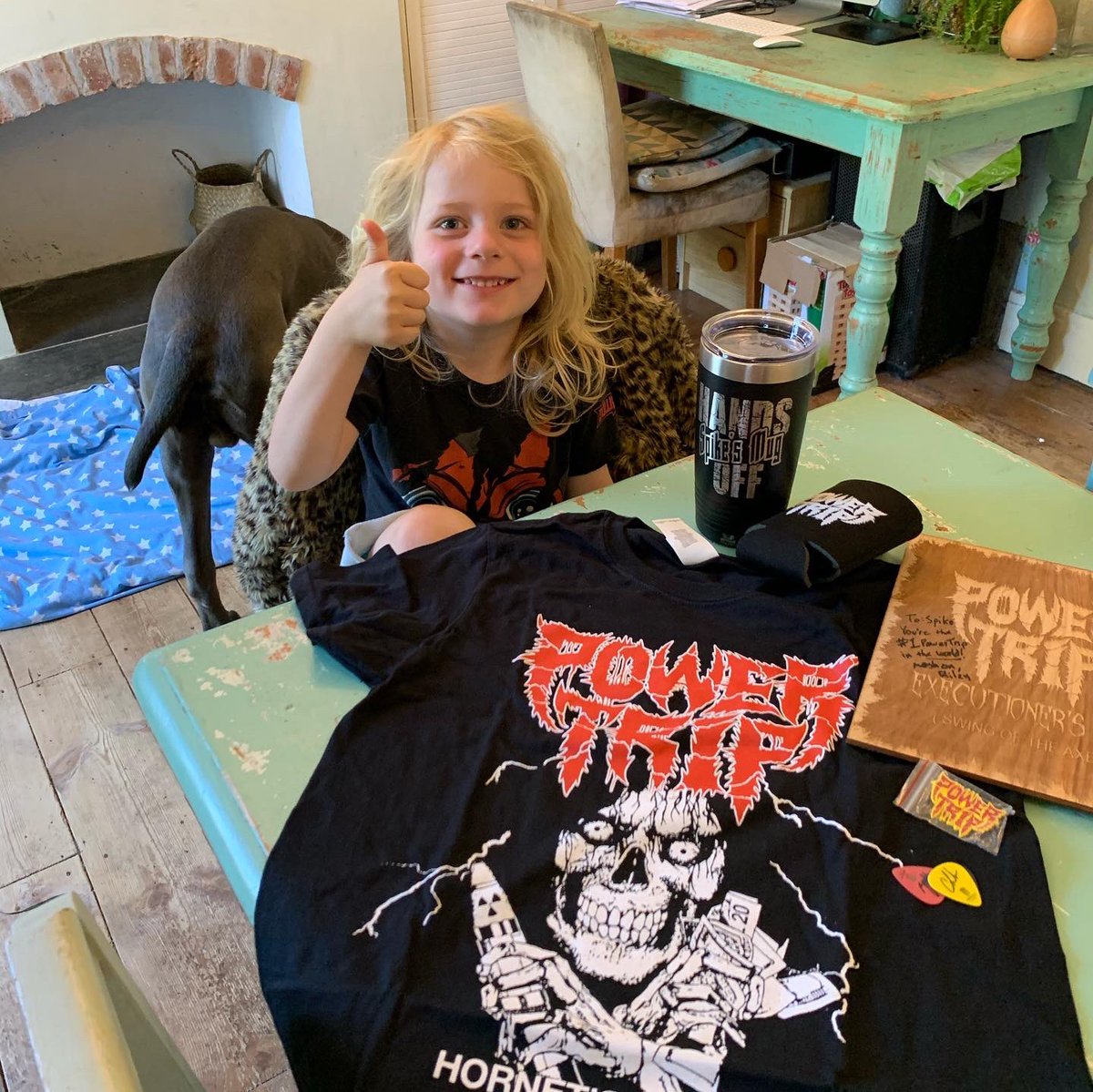 Ginger_Pigg's tweet photo. Spikey is absolutely over the moon with his @powertriptx goodies. Thank you so so much Riley and Brandon π€π»π€
#powertrip #minimosher #metalhead #metal https://t.co/XcBqZISaRo