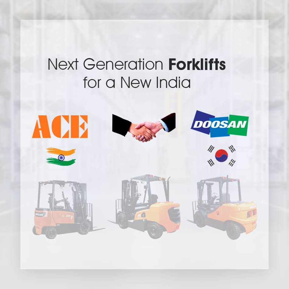 AceCranesIndia's tweet photo. ACE joins hand with Doosan, Korea for Material Handling Equipment business in India.

#makeinindia #ACEIndia #ACEIndiasNo1Cranebrand #AceCranesIndia #ACEis25 #LiftingIndiasGrowth #ConstructionMachinery #MaterialHandlingEquipment https://t.co/dNAaB8itDx