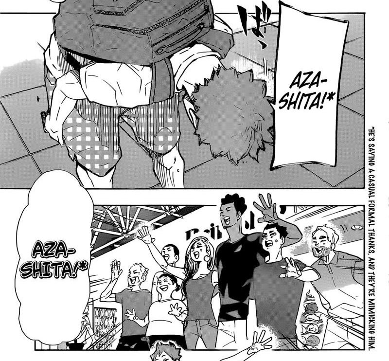 So it just occured to me... Hinata's ASAS Sao Paulo.... 

"Asas" in Portuguese means wings... but the more I say "asas" the more it sounds like あざす (azasu), the (informal) "thanks" that he always say ㅠㅠ 