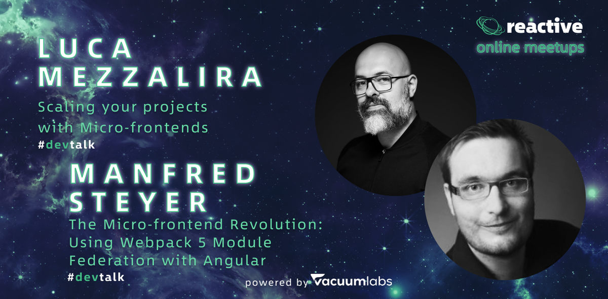 ReactiveMeetups's tweet photo. Are you curious about Micro-frontends?
Luck is on your side! TODAY is the day!
Join us together with . @lucamezzalira and . @ManfredSteyer via 👉 https://t.co/6klYSDwReC
Discuss 👉https://t.co/sYM7mUZkXV
#MIKI💚YOU #goreactive #reactivemeetup #reactivegoesonline https://t.co/vfQRcNVuIE