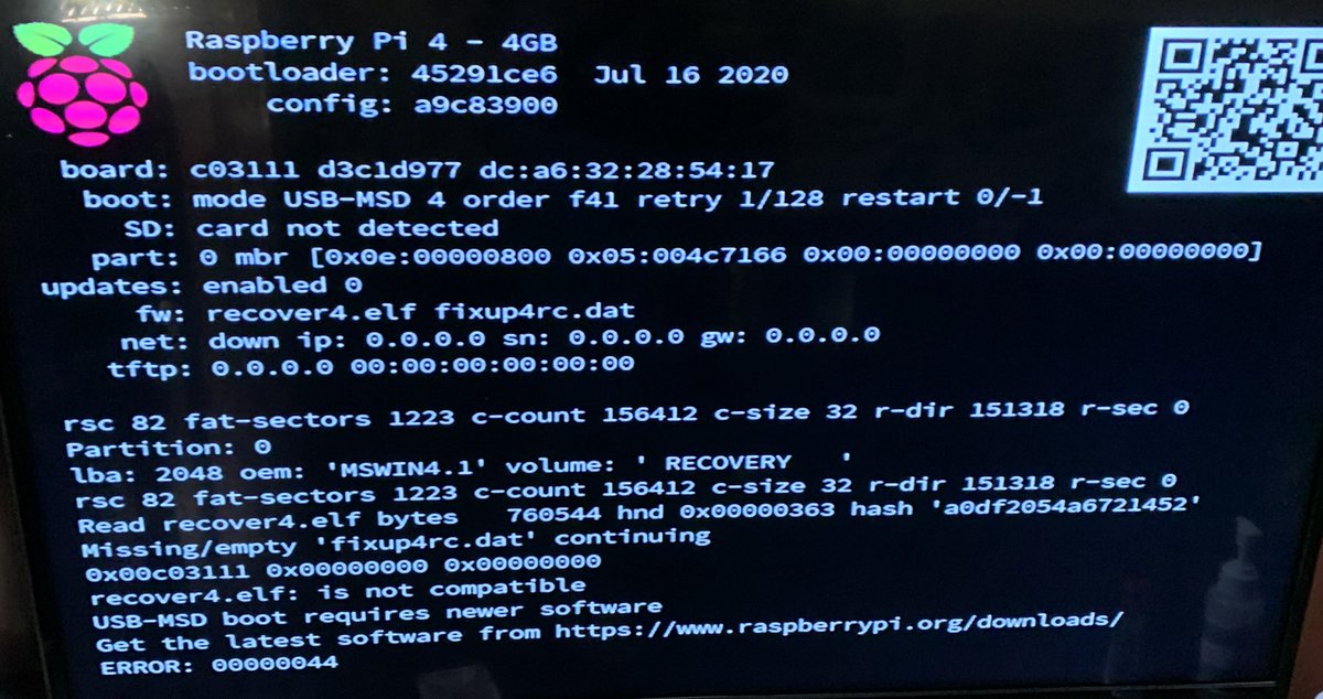 nixhelp101's tweet image. Attempting to get the RPi4 boot from USB. So far, no success yet and I am stuck on the screen below, troubleshooting in progress. #RaspberryPi #rpi #usbboot