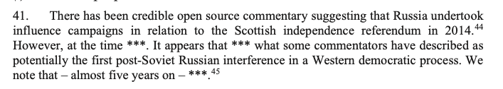 Final thought for this thread: whoever pre-briefed the Scottish independence stuff is an absolute idiot. This is the sole mention in the whole report.  #RussiaReport.