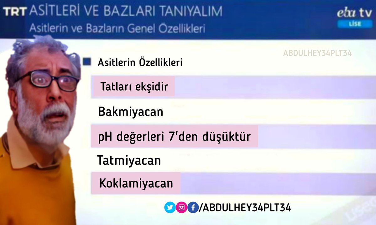 organikmeybuz's tweet photo. Yeter bu kadar Kurtlar Vadisi biraz da ders çalışalım. Ders;
#abuzerkömürcü #kimya #asitler #eba #kurtlarvadisi #mizah #komiksözler https://t.co/UbwGpWxZUK
