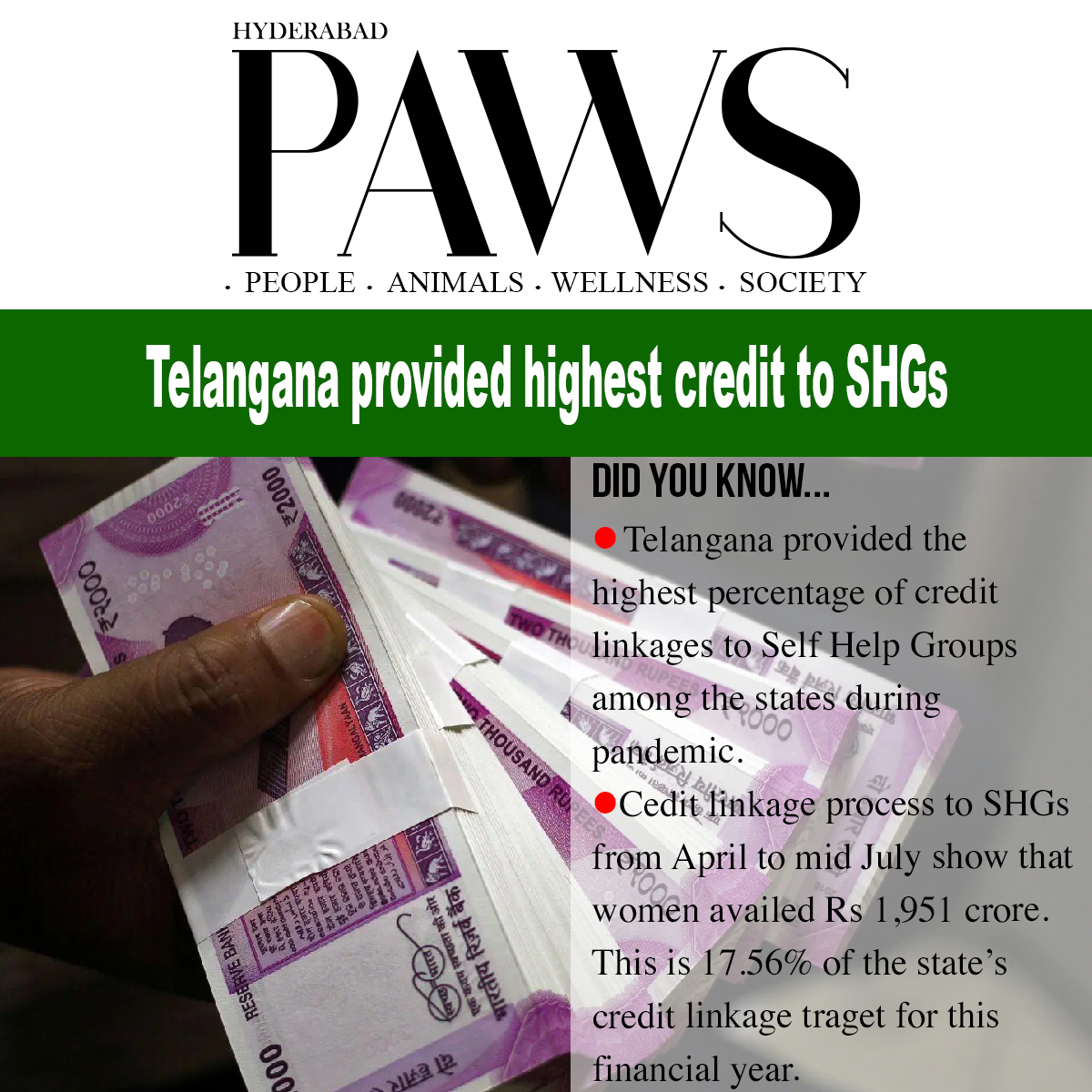 indiapaws's tweet photo. #Didyouknow #Telangana #provide #highest #percentage #credit #linkages #SelfHelp #groups #states #during #pandemic #credit #linkage #process #SHGs #April #to #midJuly #women #availed #195crore #17.56% #states #credit #linkage #traget #financial #year https://t.co/KGQdHerhcn