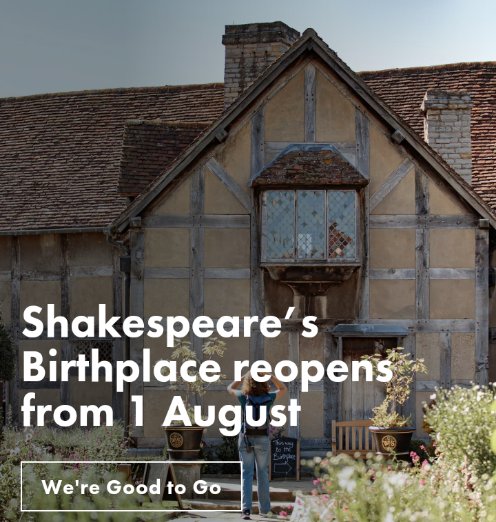 It's the announcement we've waited so long to make - #ShakespearesBirthplace is reopening on 1 August 👏👏👏👏 Find out more here  shakespeare.org.uk