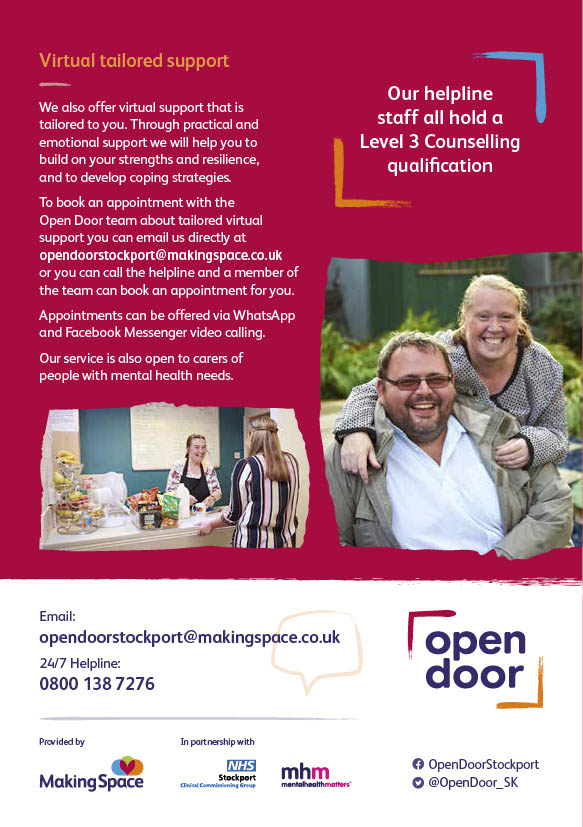 Open from mid morning through to the evening, every day and with a 24/7 helpline – our door is always open to anyone who needs us.

#tuesdayvibes #MentalHealthMatters #heretohelp #crisissupport #Stockport