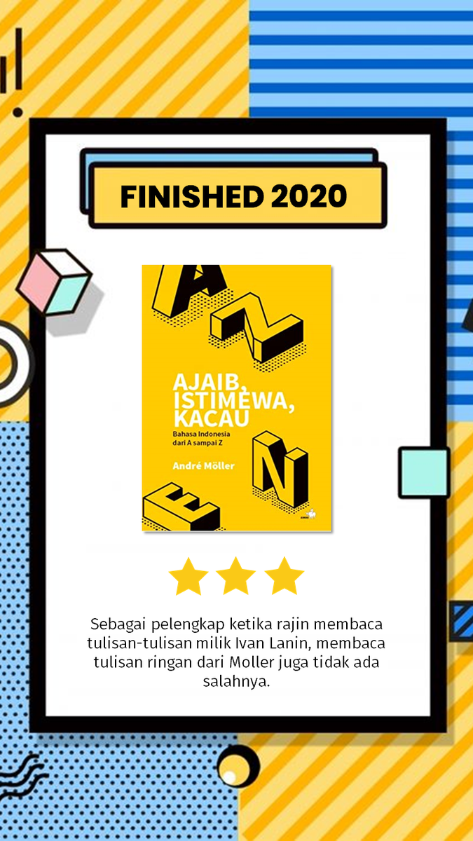 113. Ajaib, Istimewa, Kacau: Bahasa Indonesia dari A sampai ZNama Andre Moller sudah tidak asing semenjak ybs adl kolumnis bahasa Harian Kompas favorit ayah -  https://www.goodreads.com/review/show/3452675052