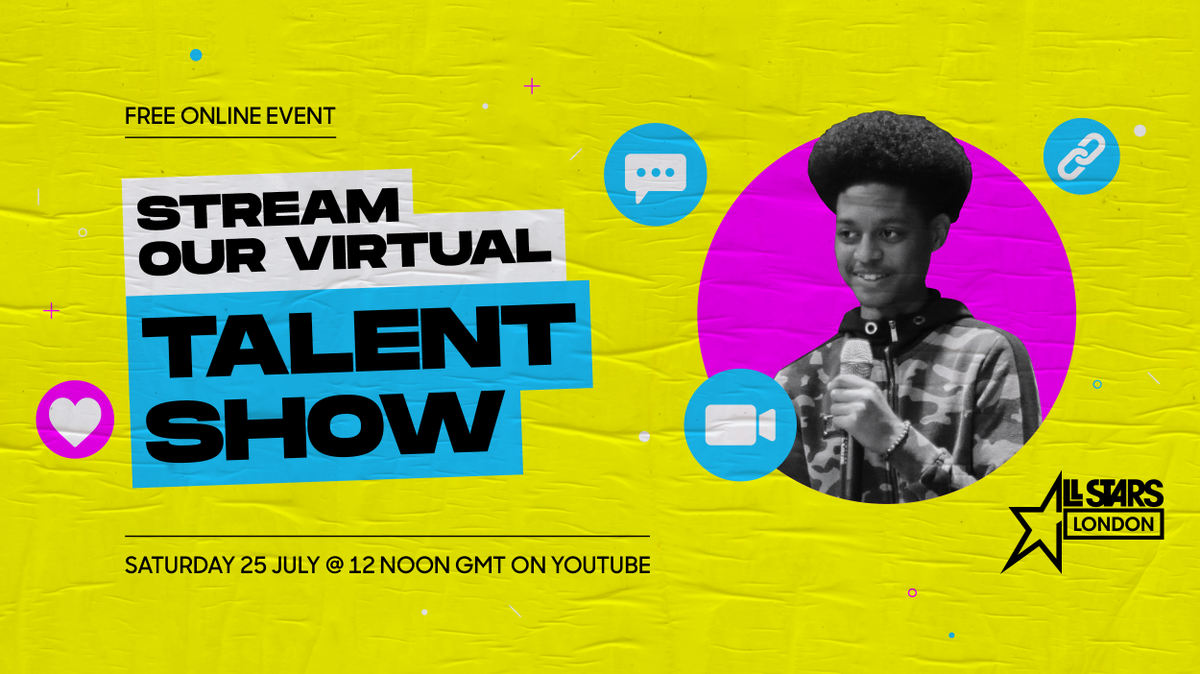 AllStarsLDN's tweet photo. We are counting down the days to the All Stars Virtual Talent Show. Tune in to our live stream on Saturday 25th July at 12 noon GMT. #TalentedLeadersInLockdown #PowerOfYouth https://t.co/CCZrhEJx5b