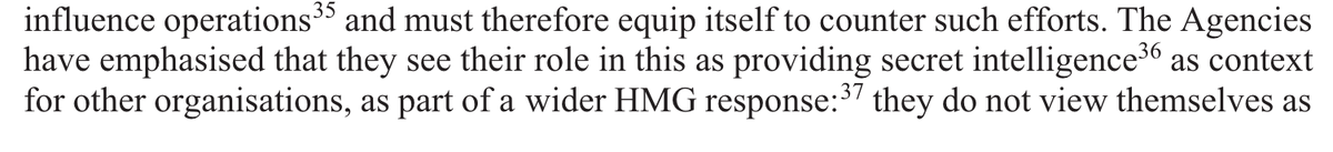 But more interesting is that the agencies see their role as narrowly collecting intel, not defending against hostile states. So they will happily make deals with Russian oligarchs and others leaving Moscow for "Londongrad" - info for expatriation. 2/