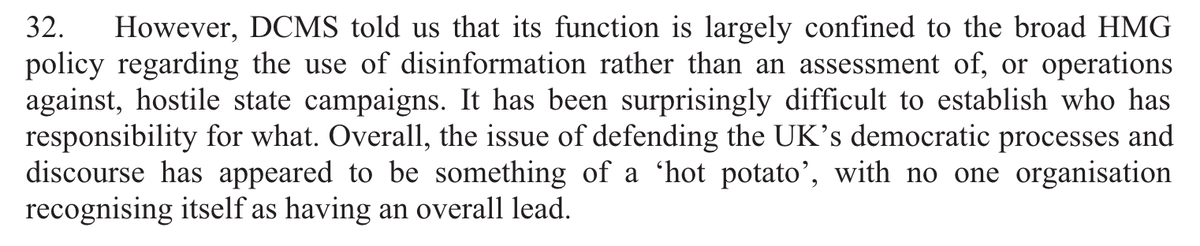 But more interesting is that the agencies see their role as narrowly collecting intel, not defending against hostile states. So they will happily make deals with Russian oligarchs and others leaving Moscow for "Londongrad" - info for expatriation. 2/