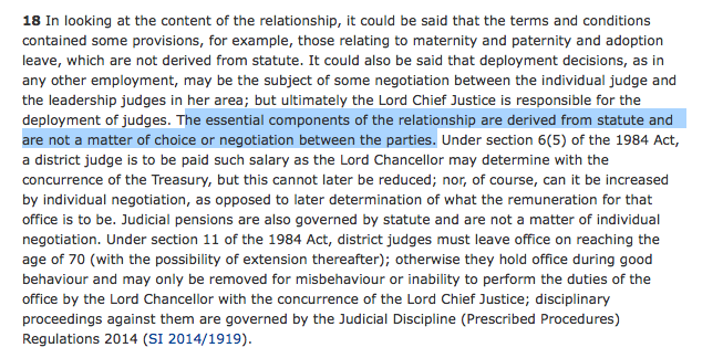 13/  @DinahRoseQC relies on the SC acknowledgement in Gilham of the statutory requirements governing the judicial relationship as showing the CA was wrong in Uber to count against Uber that parts of their relationships with drivers resulted from statutory requirements, not choice.