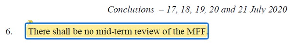 Bad n°3: “There shall be no mid-term review of the MFF”. So fingers crossed that in the next 7years, there will be no significant crisis requiring a change in the  #MFF. No 2nd wave of COVID, no economic crisis, no climate catastrophes, no migration crisis, no new pandemic, etc.