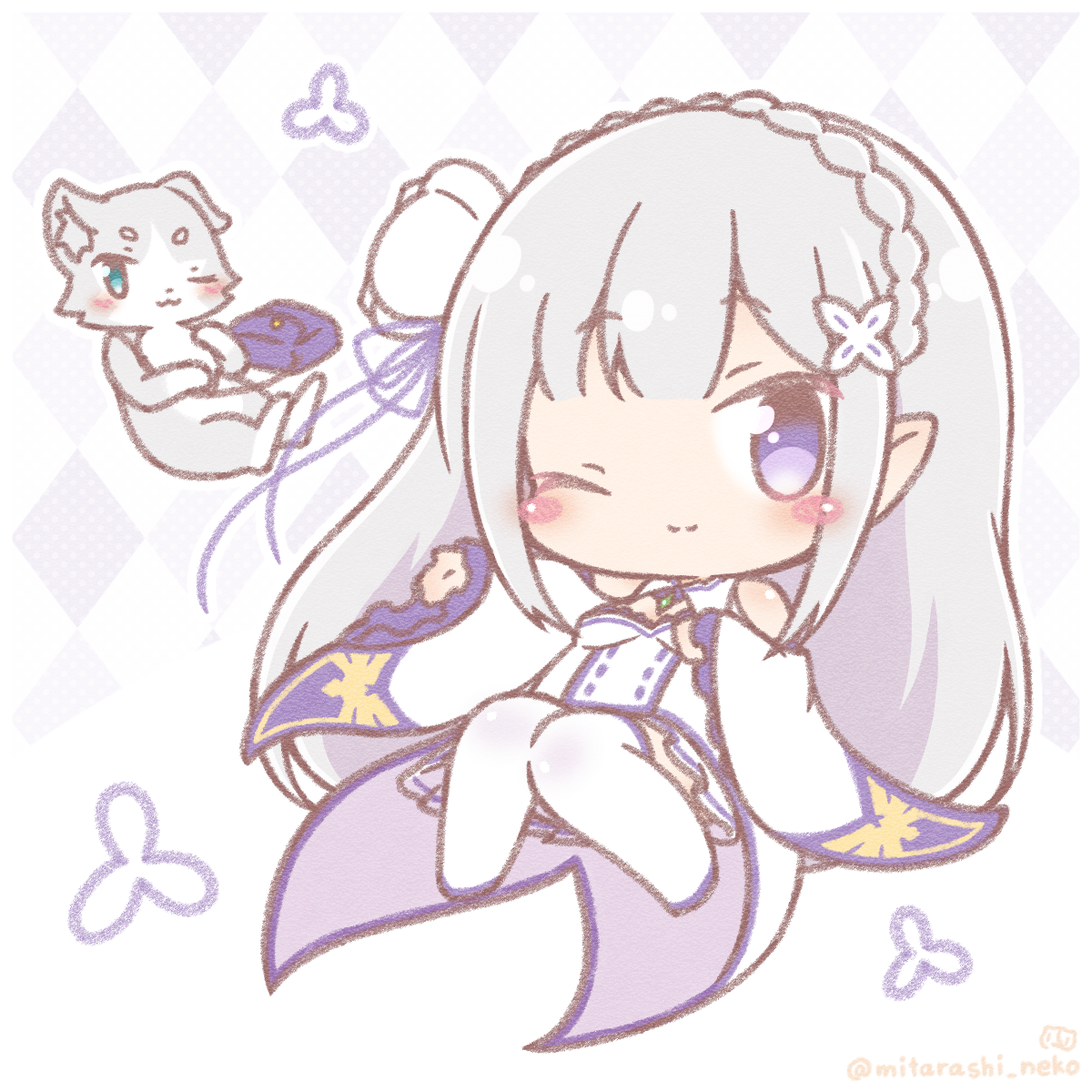 リゼロ 今日はリゼロから エミリアさんとパックです 2期も楽しみ みたらしねこ 絵仕事募集中のイラスト リゼロ 今日はリゼロから エミリアさんとパックです 2期も楽しみ みたらしねこ 絵仕事募集中のイラスト