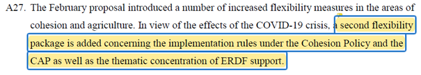 Ugly n°1: no indication of means to ensure that ‘30% for climate’ & ‘0 for pollution’ promises will materialize. Language is weak. Key pro-climate programmes are cut. Appeals for more flexibility increase risks of EU money going to polluting projects or corruption (or both).