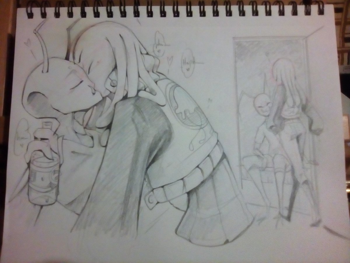 Tanuki_mapaches's tweet photo. 💚💙Space buds in love 💚💙
#sketch #pencil #alien #BL #OC https://t.co/9XHJfqkRcf