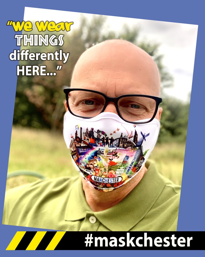 JustinEagleton's tweet photo. Welcome to @MaskchesterMCR. Have you got yours yet? #maskchester #staysafe https://t.co/tPP4Cgs9tZ