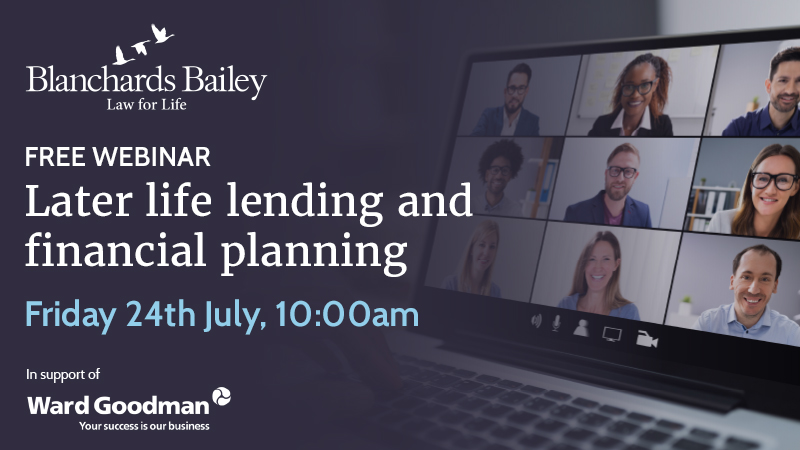 Blanch_Bailey's tweet photo. Join Emma Needham, Partner in our private client department, this Friday at 10am as guest speaker for the @wardgoodmanltd webinar to discuss “Later Life Lending and Financial Planning.” You can sign up here: https://t.co/rweY101Guf
#wills #estateplanning #webinar https://t.co/qsnfFwuvLa